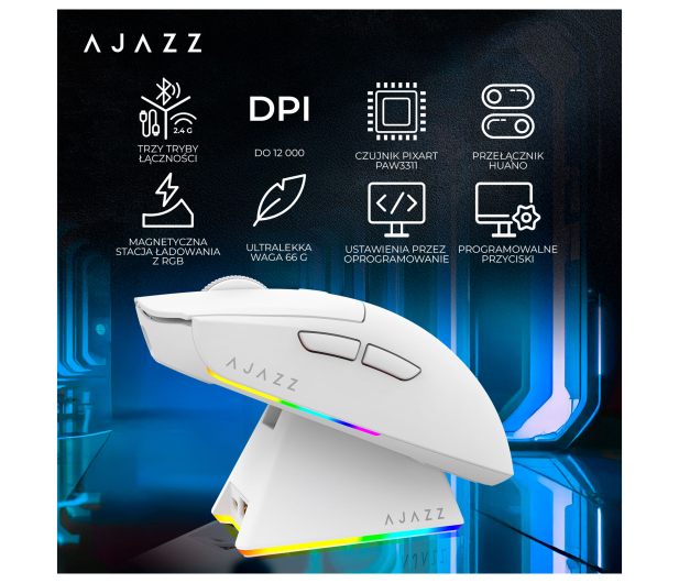Ajazz AJ139 V2 MC 3311 ze stacją dokującą biała - 1536391 - zdjęcie 14